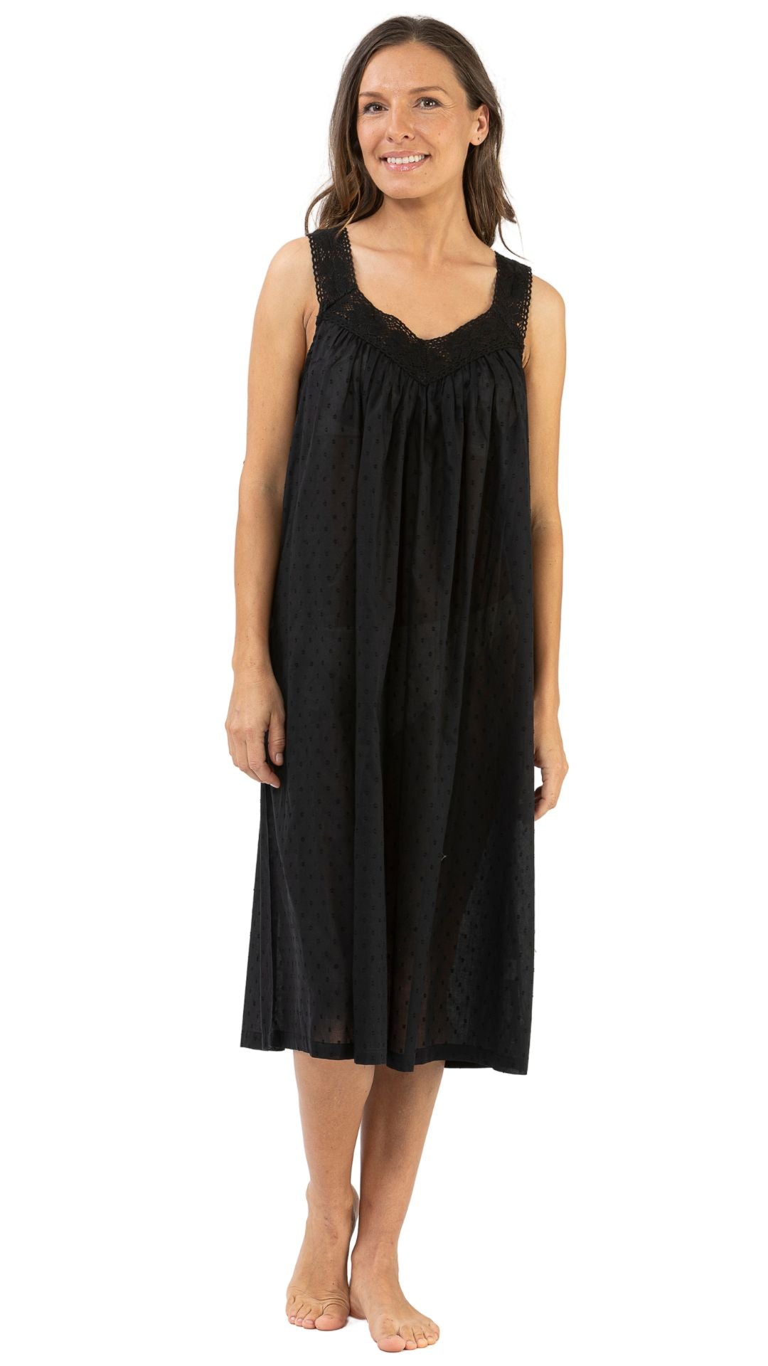 Sleeveless cotton nightgown black from Australia