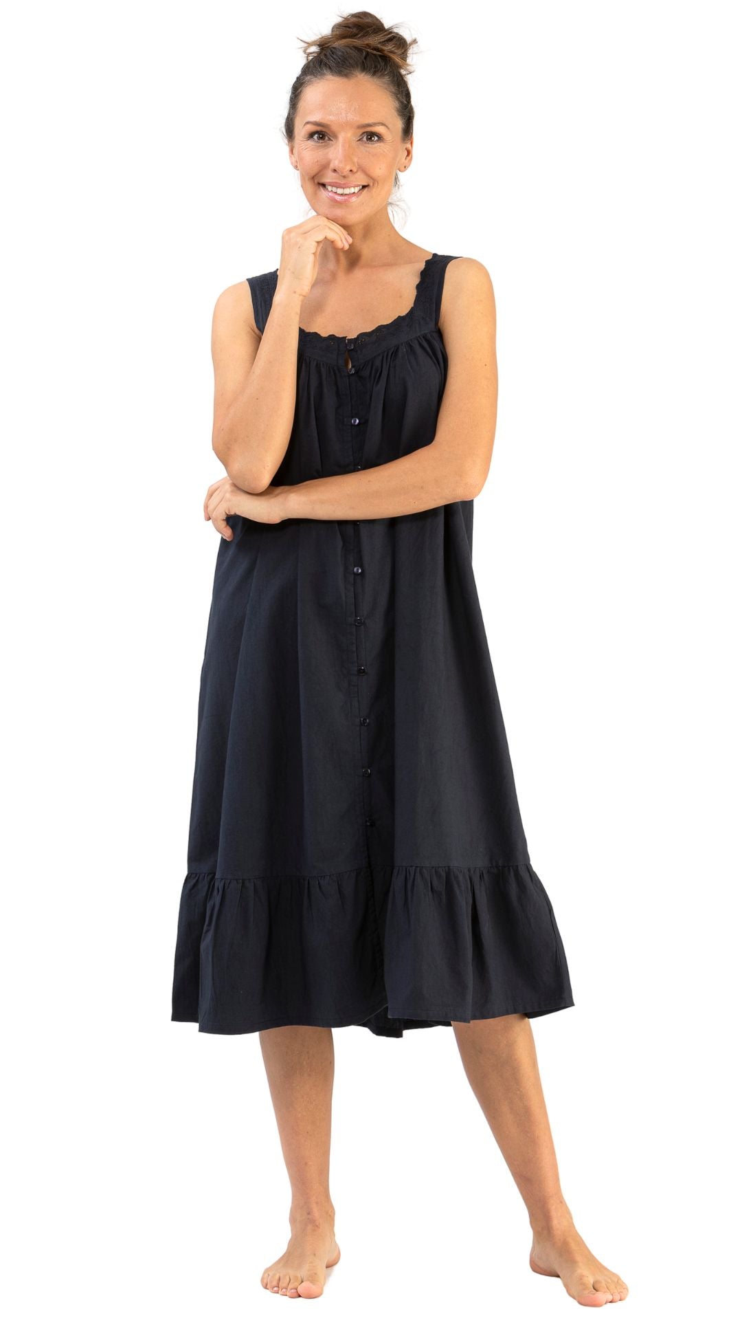 Navy sleeveless night gown/pjs on model Women's sizes 10-30