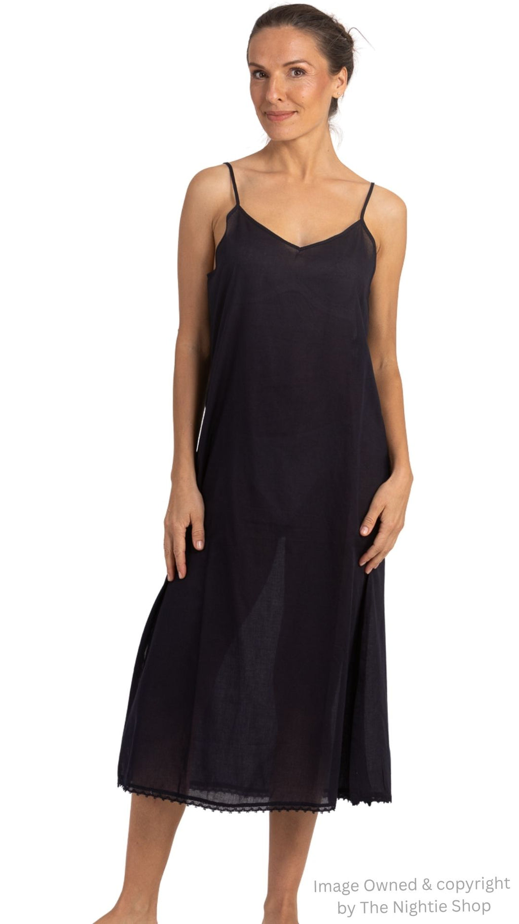 Long Black Cotton Slip