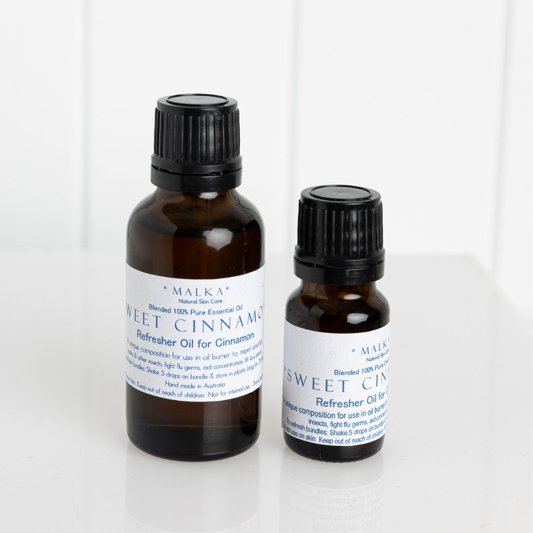 Malka sweet cinnamon oil essential oil drops 10mls and 30ml bottles