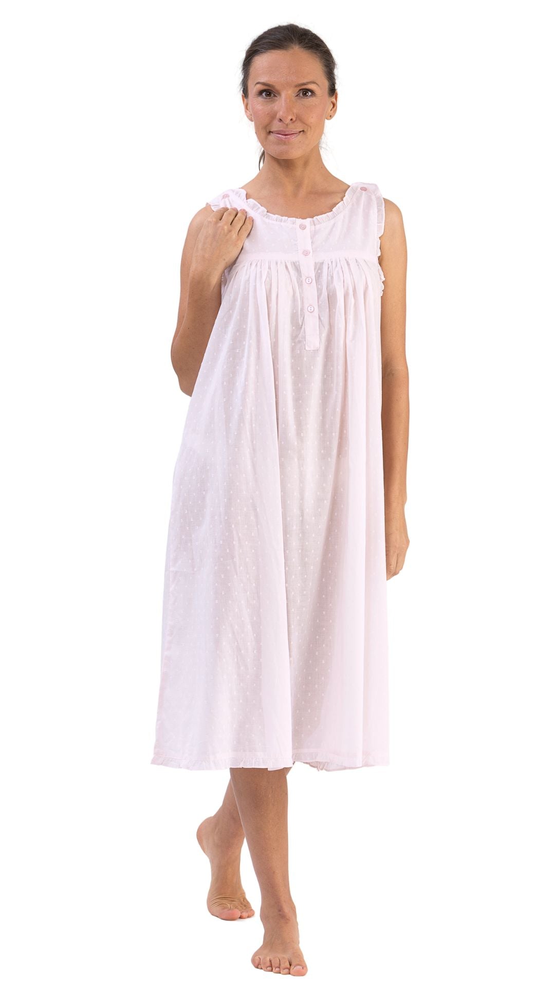 pink cotton nightgown with front buttons