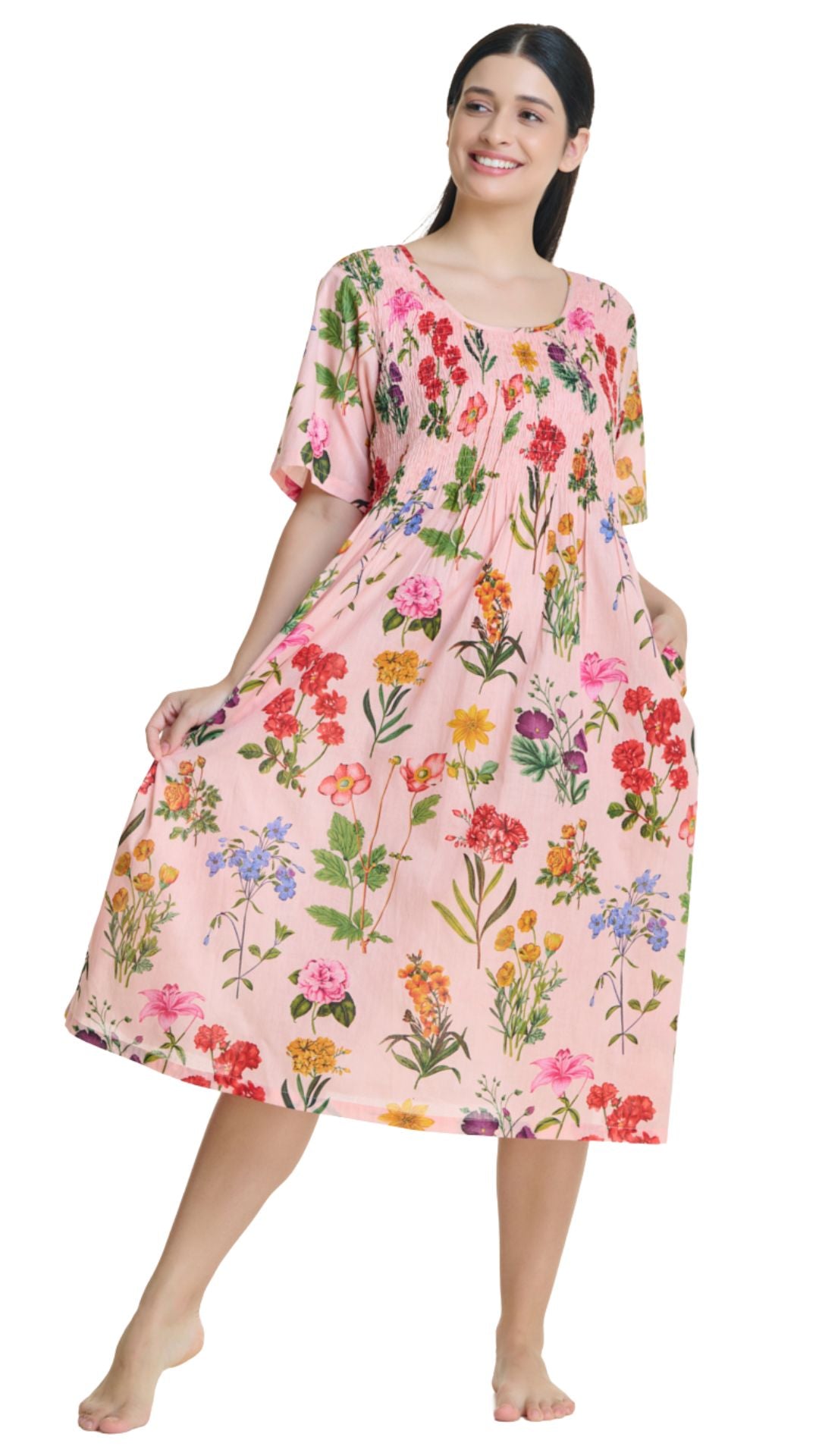 pink floral nightdress for Nana in short sleeve