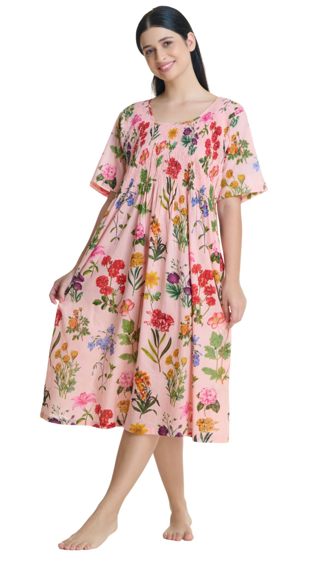 short sleeve cotton nightdress in cotton