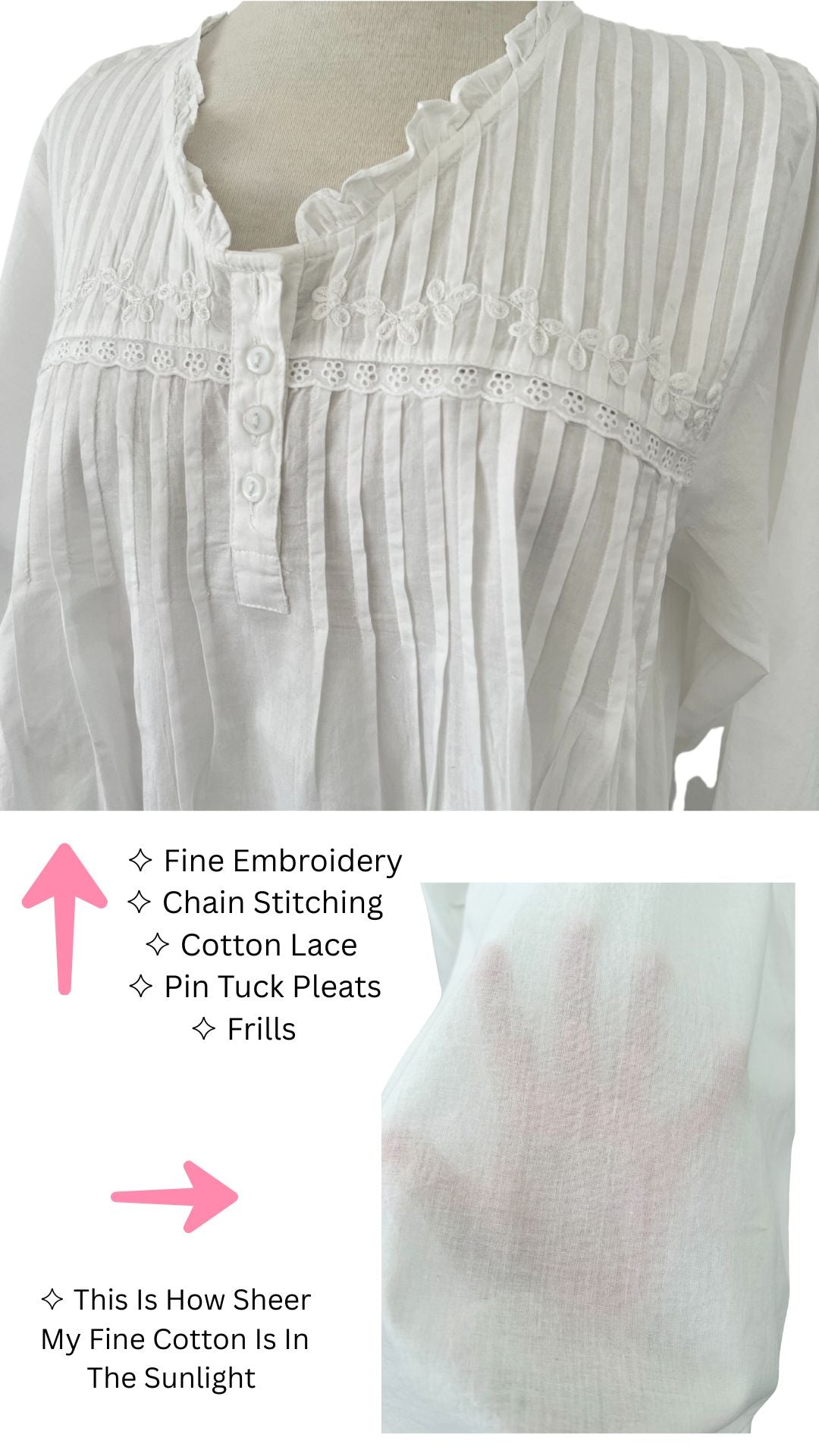 Embroidery nighties Australia White cotton plus sizes