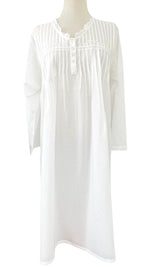 White Long Sleeve Cotton Nightdress by Arabella