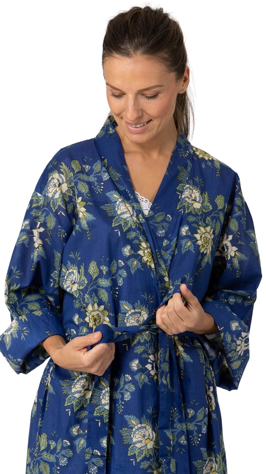 floral cotton dressing gown for women