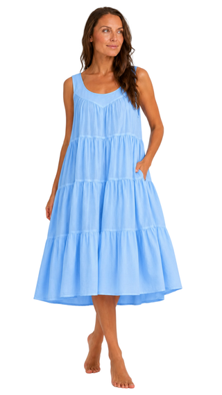 Posy Blue Sleeveless Maxi Dress Nightie