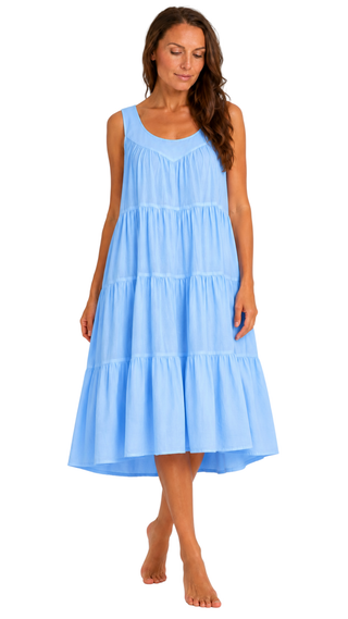 Posy Blue Sleeveless Maxi Dress Nightie