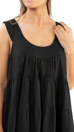 Maxi dress cotton black plus size on model