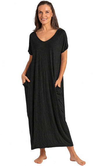 Miss Audrey Cotton Stretch Nightie - Black