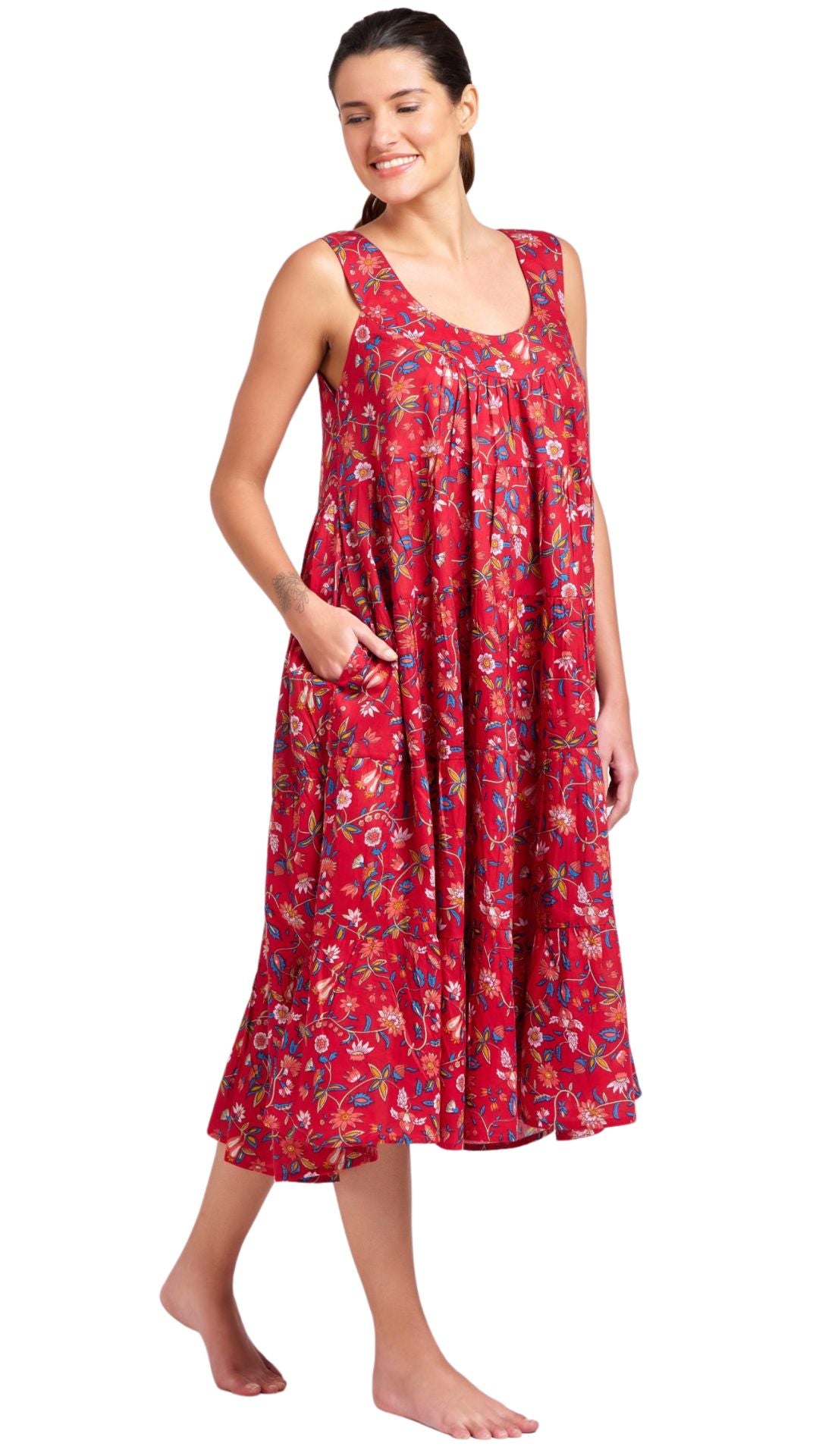 Cotton Maxi dress in  plus sizes shown on model