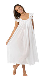 Cotton white nightie sleeveless maxi