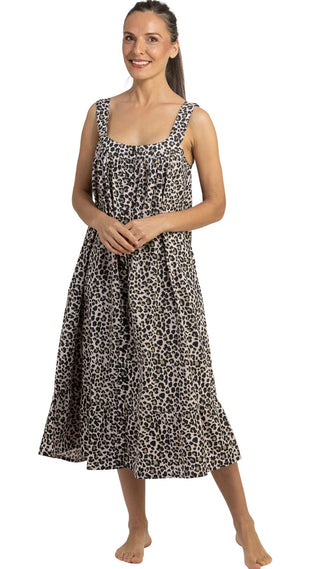 Billie Leopard Cotton Nightie Maxi Dress