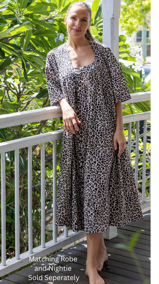 Billie Leopard Cotton Nightie Maxi Dress
