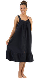 Cotton nighties for older Women - Navy blue