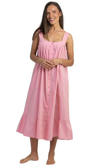 Billie Pink Cotton Nightie – Button Front