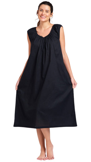 Black cotton nightie with pockets - traditional and modern styles
