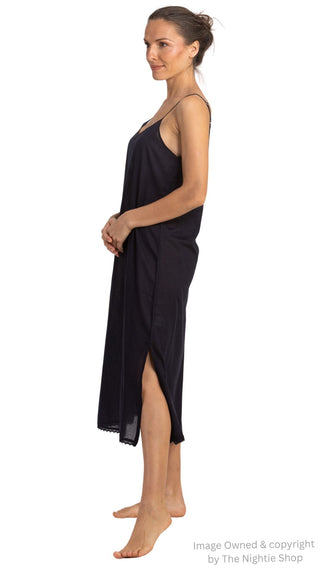 Cotton Long Black Slip