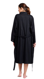 black detailed 100% cotton robe