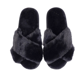 Women's black open toe slippers