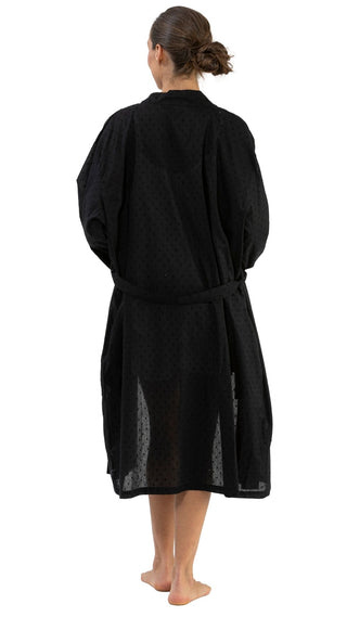 Margot Black Cotton Dressing Gown