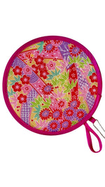 Colourful blossom foldable hand fan for women on white background
