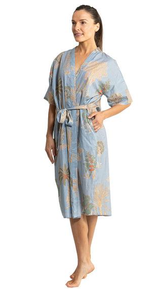 Bangalow Palm Short Sleeve Nightie - Blue