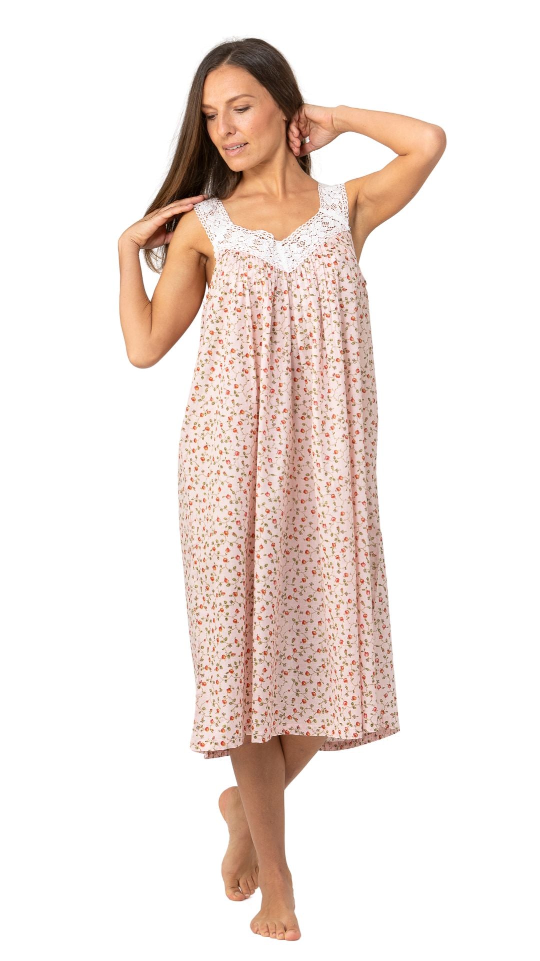 light cotton nightie on model