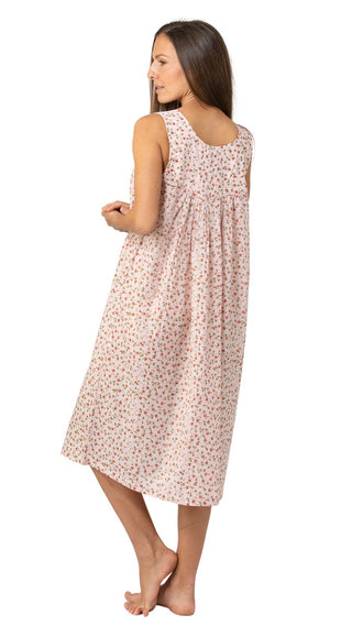 back view of cotton night gown on model