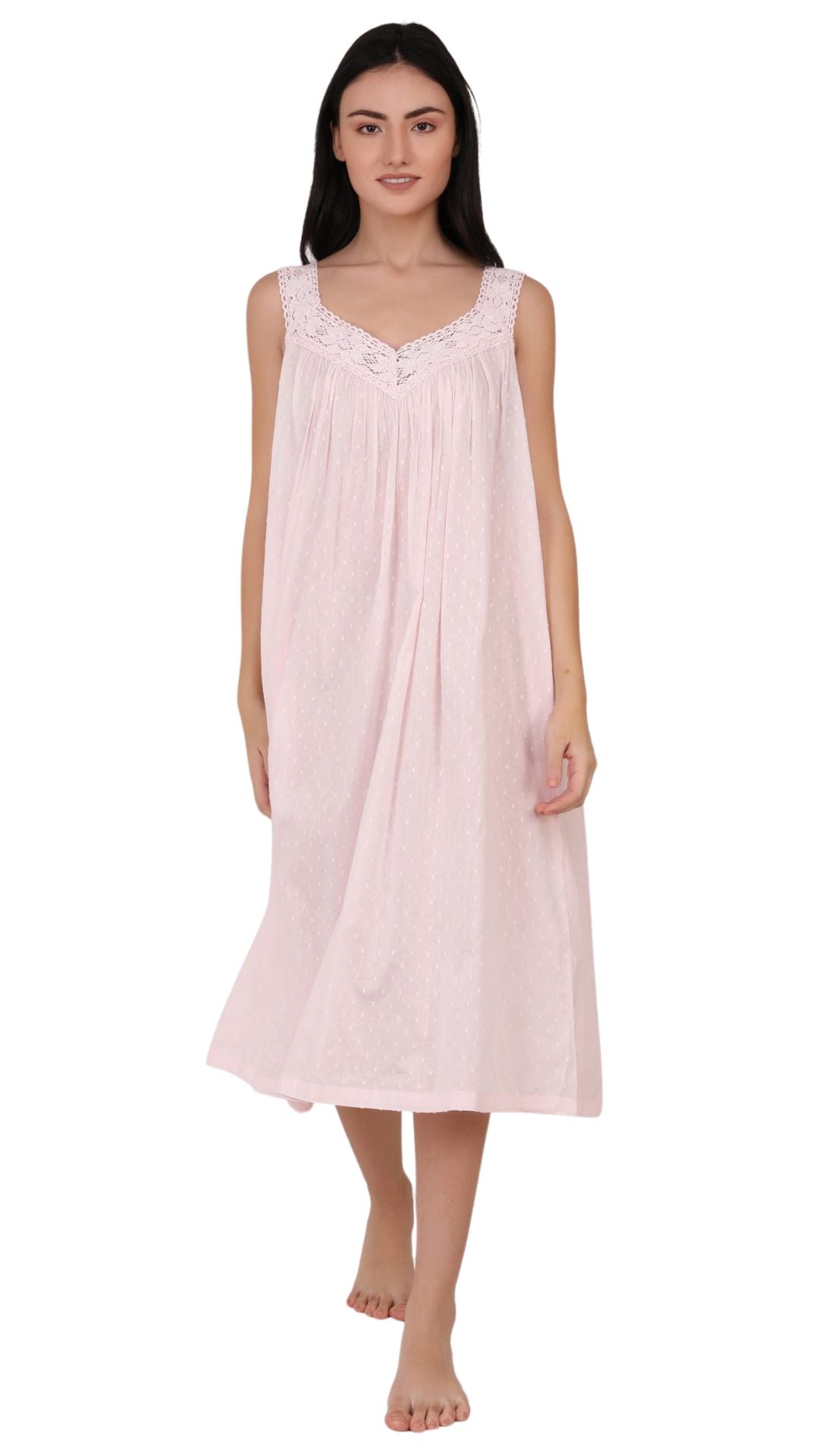 sleeveless cotton nighty plus size near me pink on model 
