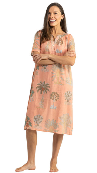 Palm tree short sleeve dress 