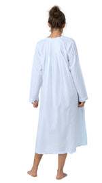 soft blue long sleeve cotton nightgown 