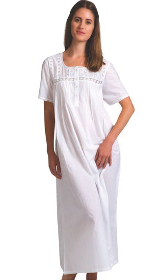 Women's white nightie cotton - XS - 3XL plus size cotton nighties - Brisbane QLD