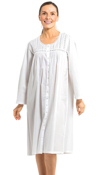 Daisy Long Sleeve White Nightdress