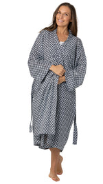 cotton robe on model size 8-18