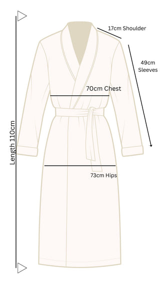 brunch coat/bath robe measurement chart image
