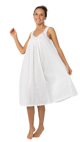 Elsa White V Neck Cotton Nightie