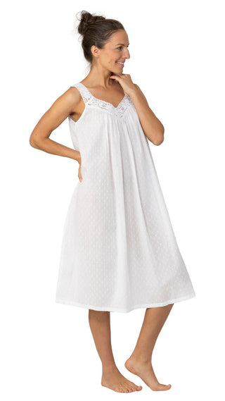 Elsa White V Neck Cotton Nightie