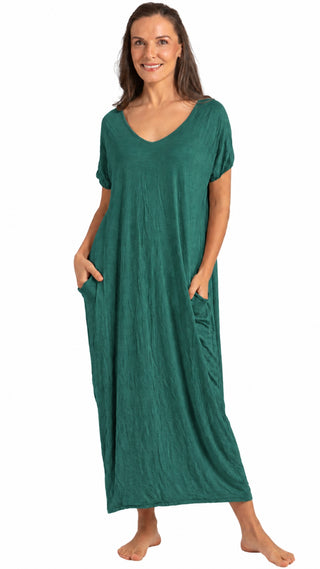 Miss Audrey Stretch Cotton Nightie - Emerald Green