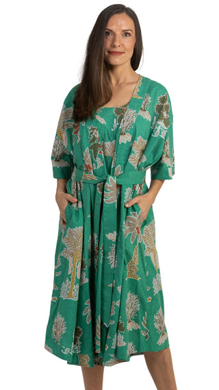 Bangalow Palm Short Sleeve Robe - Emerald