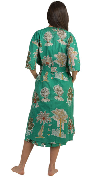 Bangalow Palm Short Sleeve Robe - Emerald