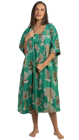 Bangalow Palm Short Sleeve Robe - Emerald