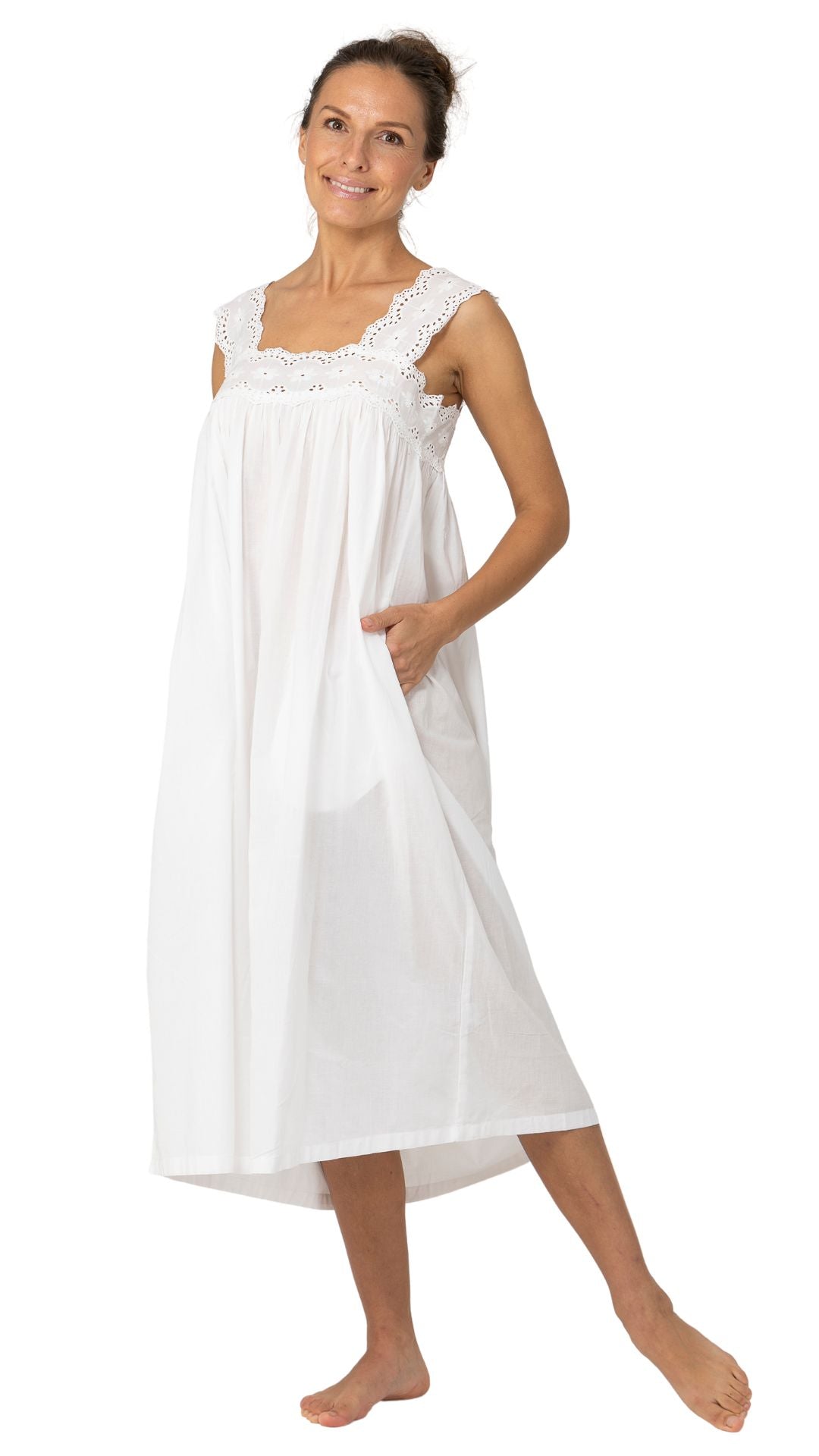 ladies nightgown white on model