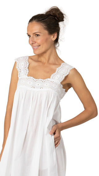 white cotton sleepwear on model from Australia