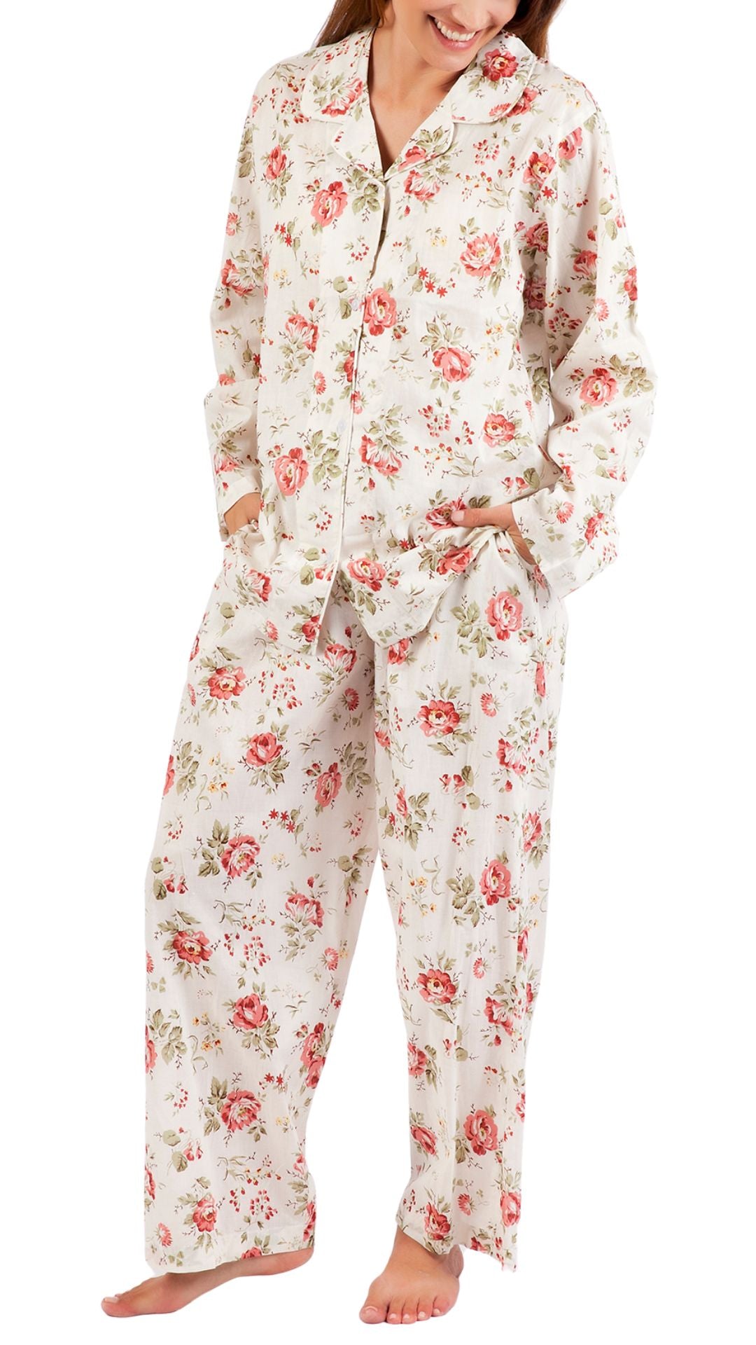 floral long pj set for women australian made 100% cotton