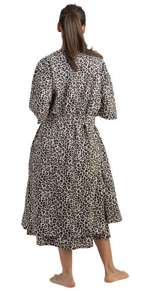 Leopard Print Short Sleeve Cotton Robe