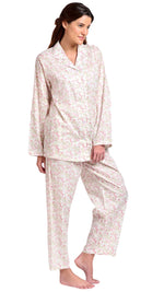 cotton long sleeve cotton pyjamas on model 