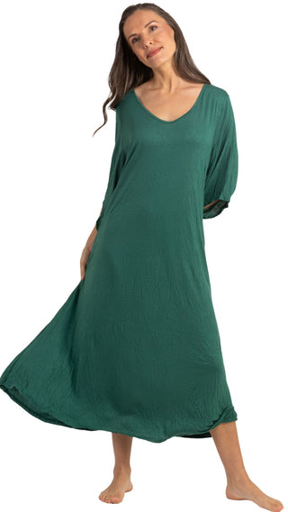 Madeline Stretch Cotton Nightie - Emerald