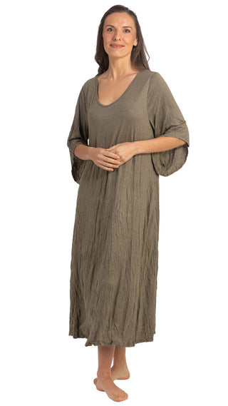 Madeline Stretch Cotton Nightie - Khaki