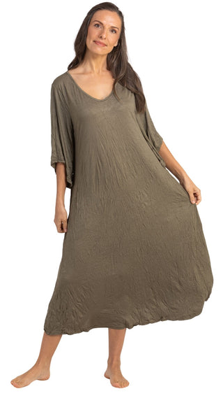 Madeline Stretch Cotton Nightie - Khaki